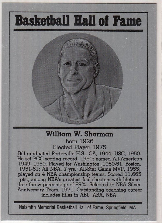 1986-2002 Basketball Hall of Fame Metallic WILLIAM W. SHARMAN Series 12 128789