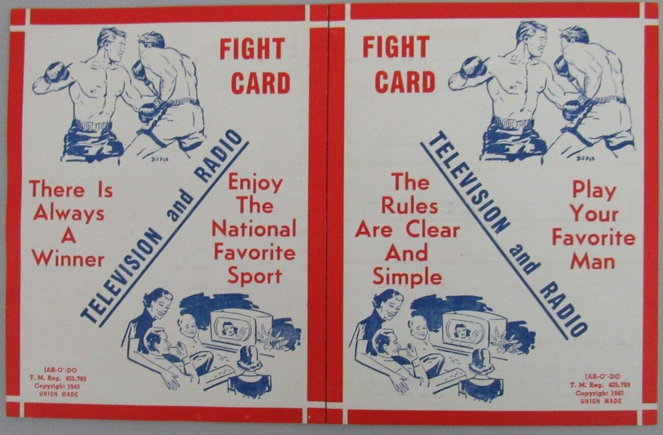 1943 Television and Radio Fight Card Betting Tickets 162287