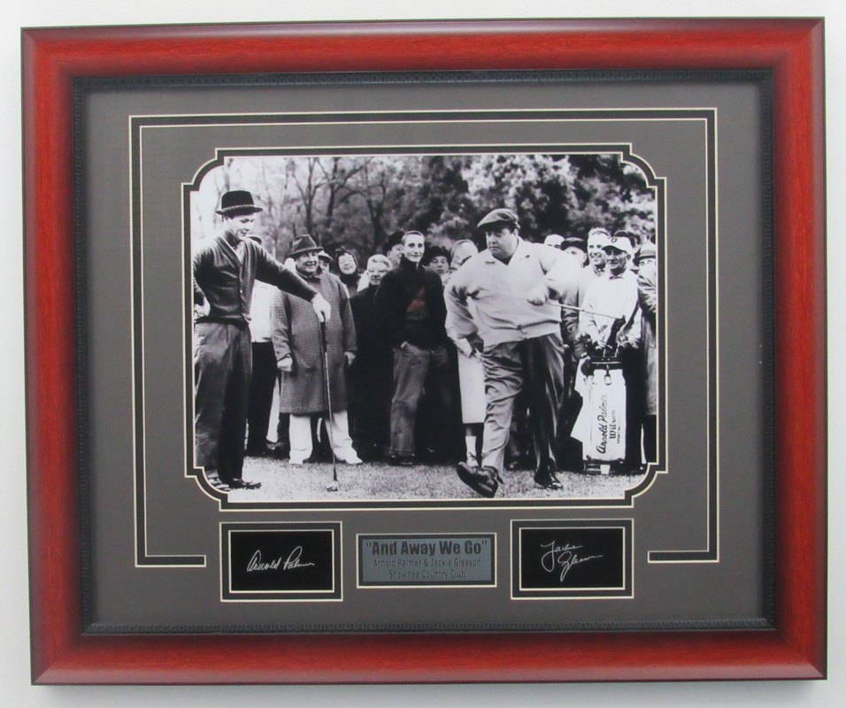 Arnold Palmer/Jackie Gleason Laser Signed 11x14 B/W Photo Framed 141745