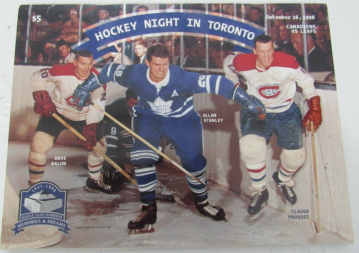 Hockey Night Toronto Program, 12/26/1998, Balon, Stanley, Provost Cover. 143191