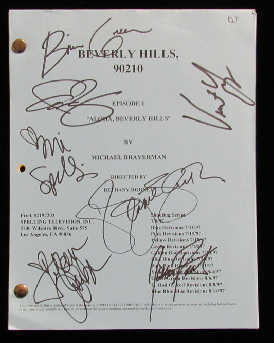 Beverly Hills 90210 Cast Multi-Signed Script "Aloha Beverly Hills" E1 JSA 183667