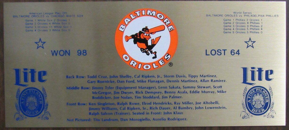 1983 World Champion Baltimore Orioles 8x10 Team Photo Plaque 179135
