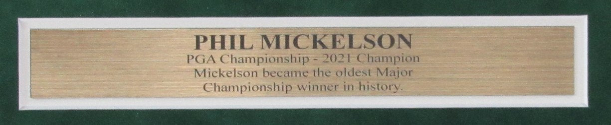 Phil Mickelson Autographed 2021 PGA Championship Pin Flag Framed Beckett 188980