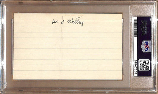 Walter O'Malley HOF Autographed 3x5 Index Card Dodgers Owner PSA/DNA 179096