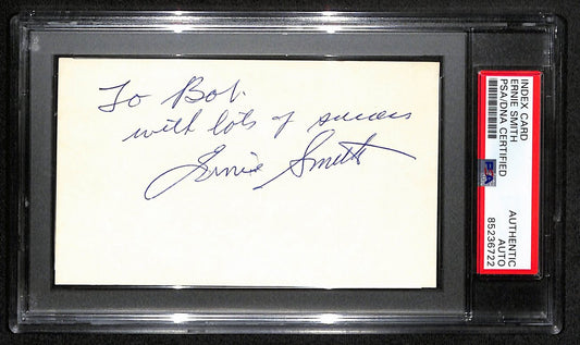 Ernie Smith CFB HOF Signed/Inscribed 3x5 Index Card USC PSA/DNA 189013