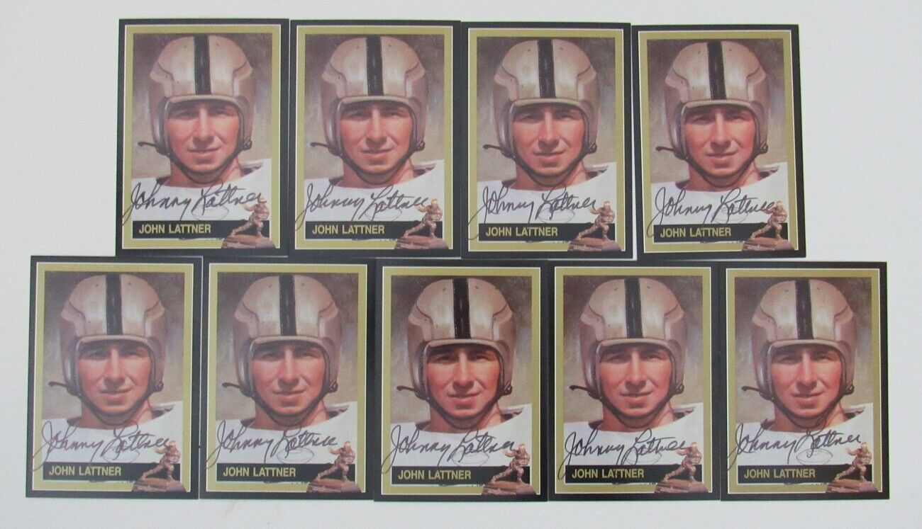 Lot of 9 John Lattner Notre Dame Signed/Auto 1991 Heisman Trading Cards 150709