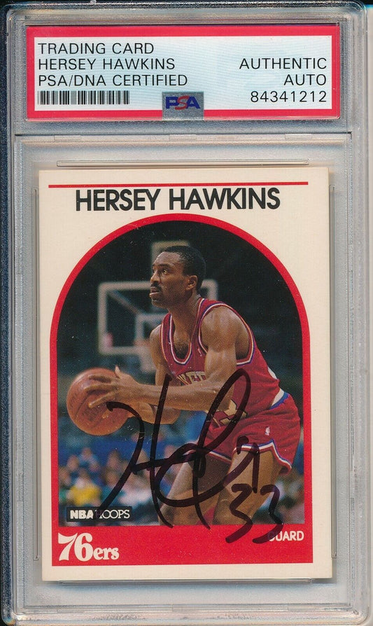 Hersey Hawkins Philadelphia 76ers Signed 1989 Hoops Card #137 PSA/DNA 163528