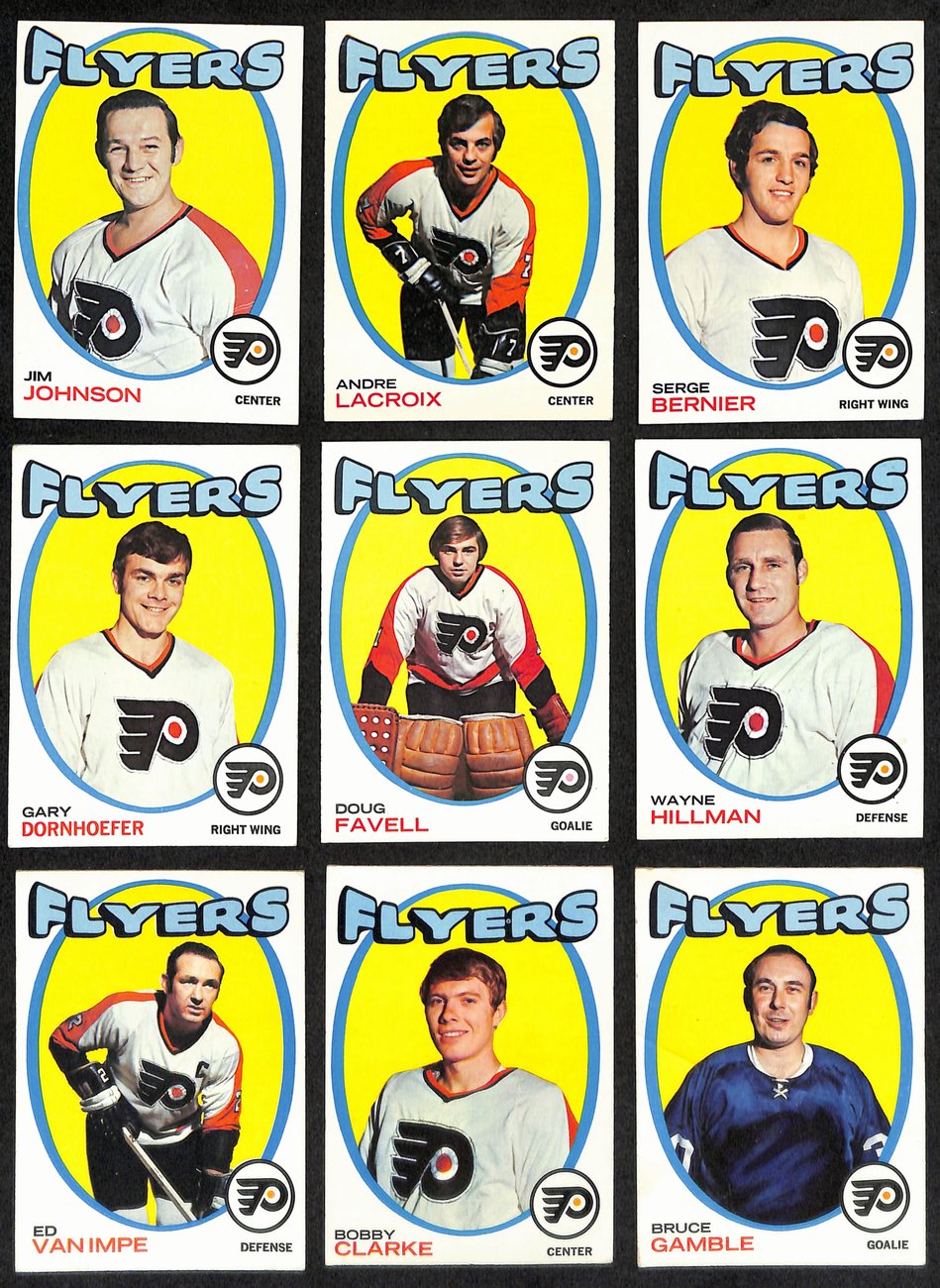 1971-72 Topps Hockey Philadelphia Flyers Complete Team Set (9/9) Cards 189199
