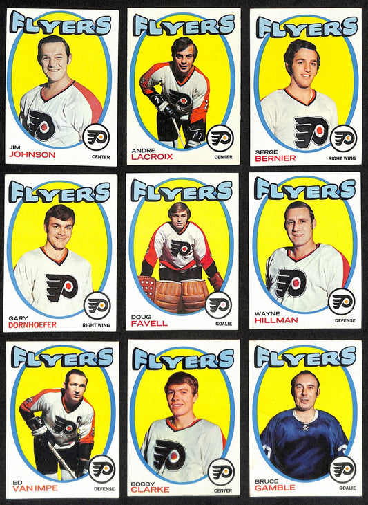 1971-72 Topps Hockey Philadelphia Flyers Complete Team Set (9/9) Cards 189199
