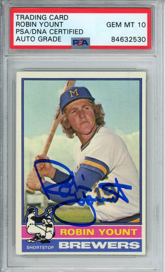 1976 Topps Robin Yount HOF #316 Card Signed Brewers PSA/DNA GEM MINT 10