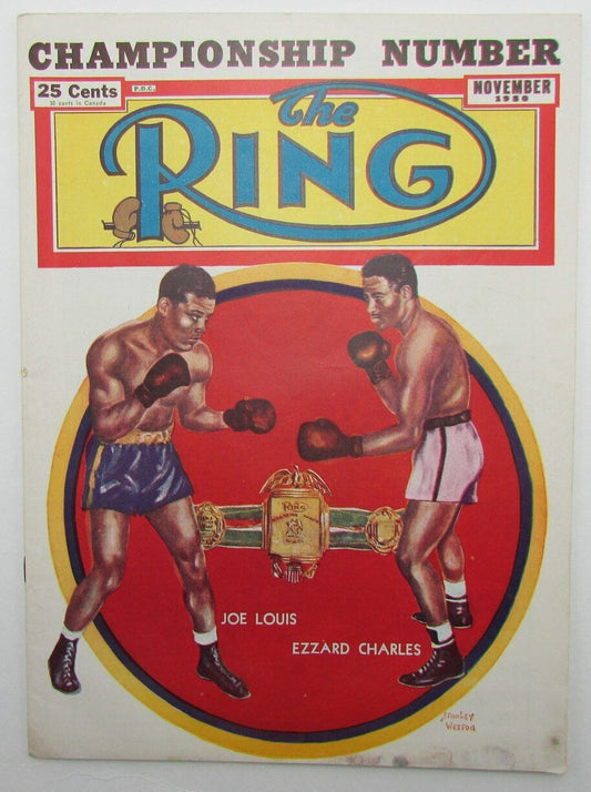 Nov 1950 Vintage The Ring Boxing Magazine Louis vs. Charles on Cover 167669