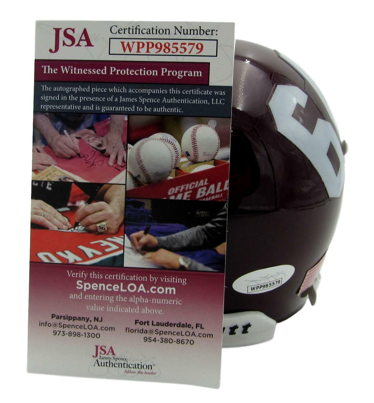 Johnny Manziel Signed/Auto Texas A&M Throwback Schutt Mini Helmet JSA 153036