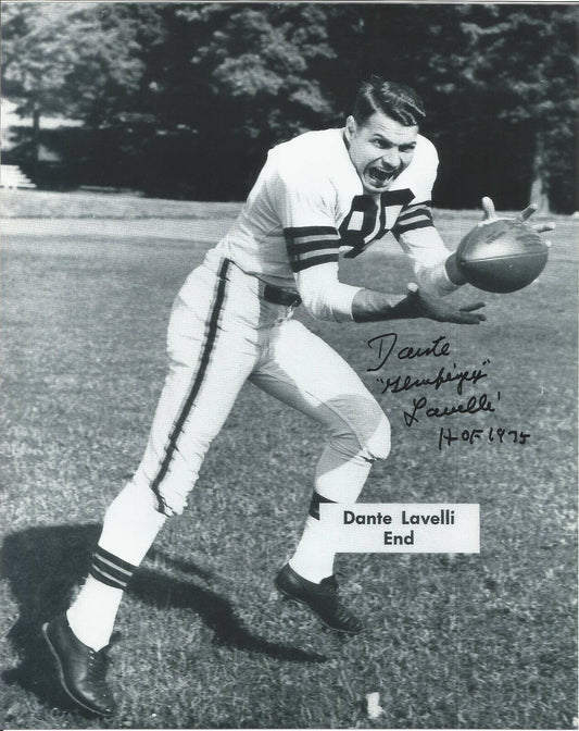 Dante Lavelli Cleveland Browns HOF Signed/Inscirbed 8x10 B/W Photo JSA 153626