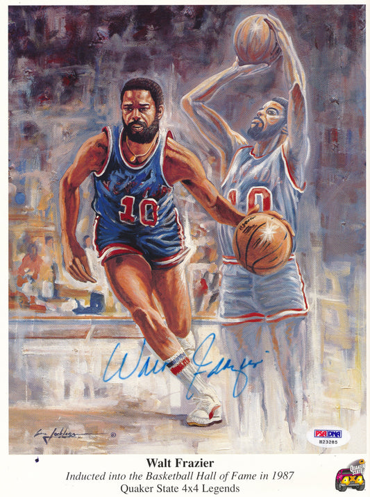 Walt Frazier HOF Signed/Auto 9x11 Litho Print New York Knicks PSA/DNA 191873