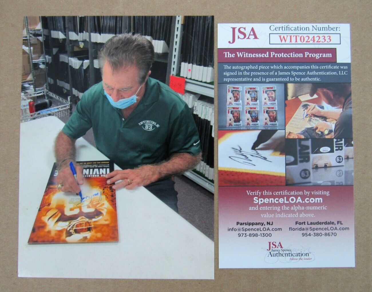 Vince Papale Eagles Signed 11x17 "Invincible" Movie Print Framed JSA 154950