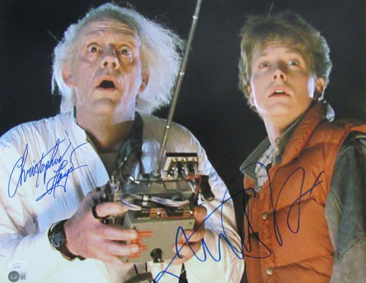 Michael J Fox/Christopher Lloyd Autographed 16x20 Photo "Back to Future" JSA/BAS