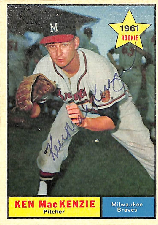 Ken MacKenzie Milwaukee Braves Signed/Auto 1961 TOPPS Card #496 189505