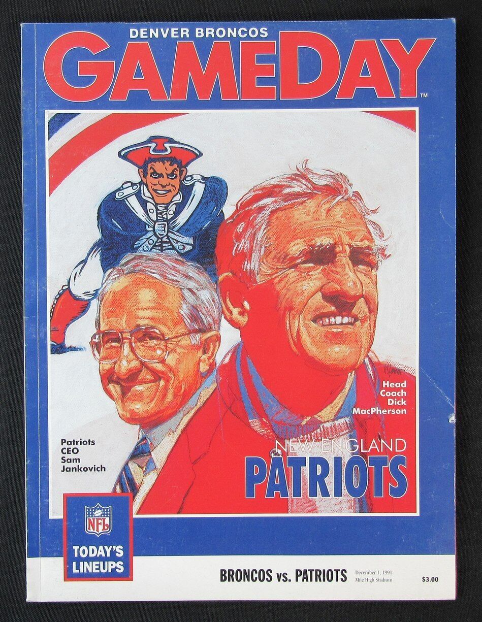 1991 Denver Broncos vs. New England Patriots Program Dick MacPherson 12/01