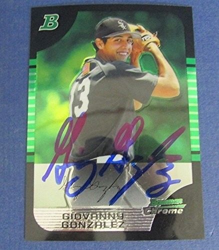 Gio Giovanny Gonzalez A's Nationals Signed 2005 Bowman Chrome Baseball Card #158