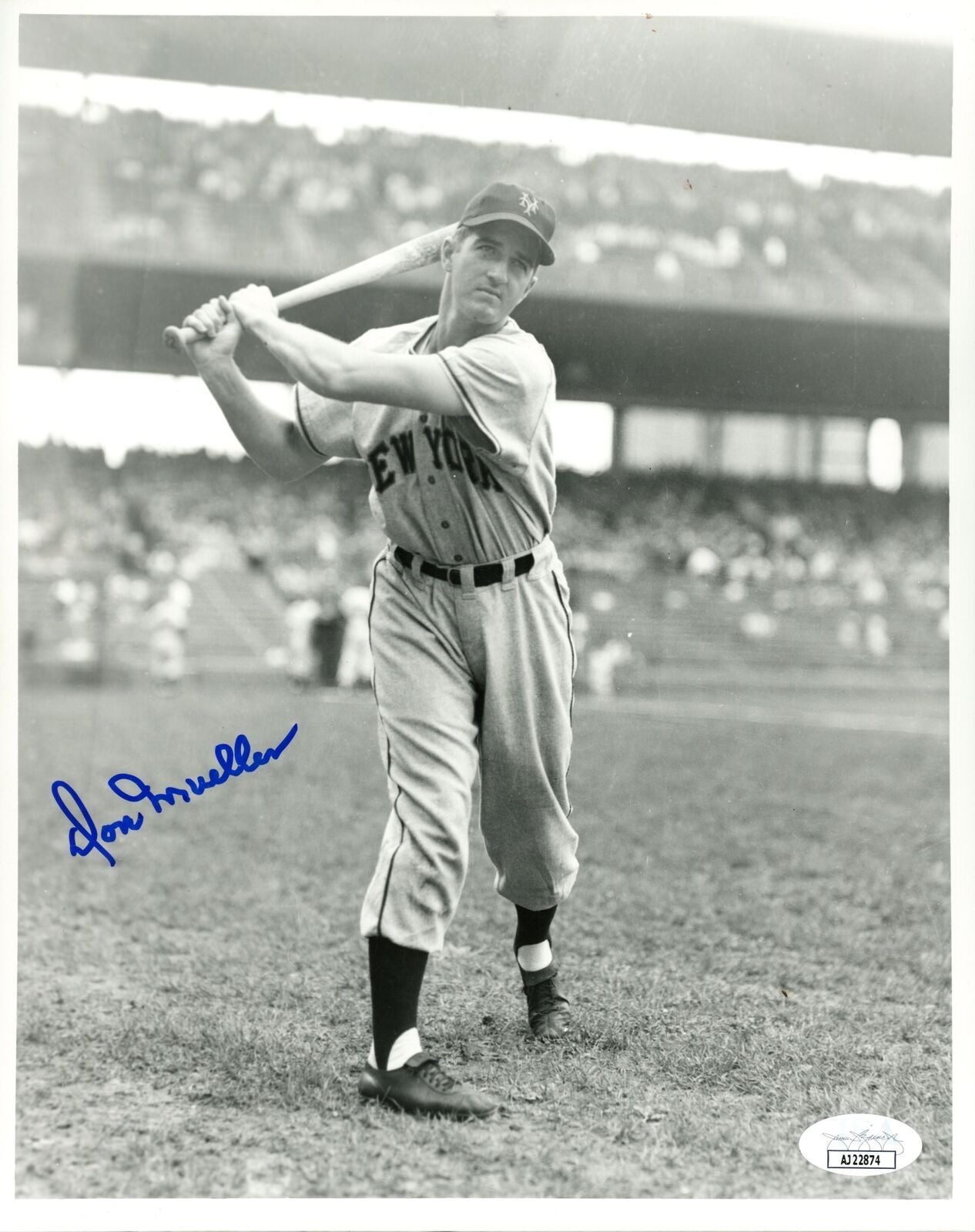 Don Mueller Autographed 8x10 Photo New York Giants JSA 177873