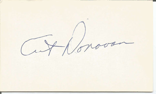 Art Donovans HOF Baltimore Colts Signed/Autographed 3x5 Index Card 150425