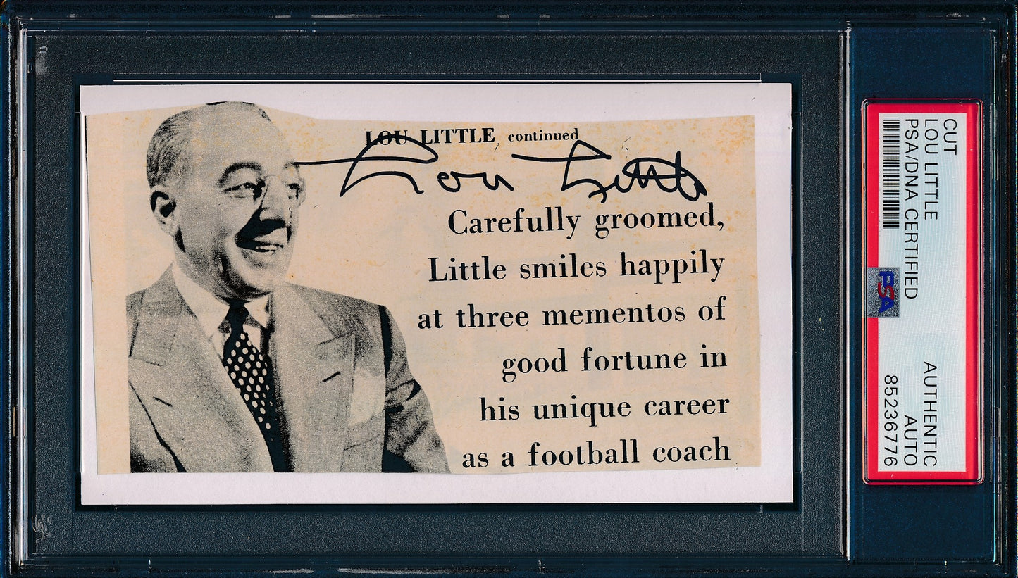 Lou Little CFB HOF Signed/Auto Cut on 3x5 Card Columbia  PSA/DNA 188297