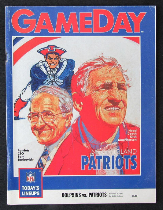 1991 Miami Dolphins vs. New England Patriots Program Dick MacPherson 11/10