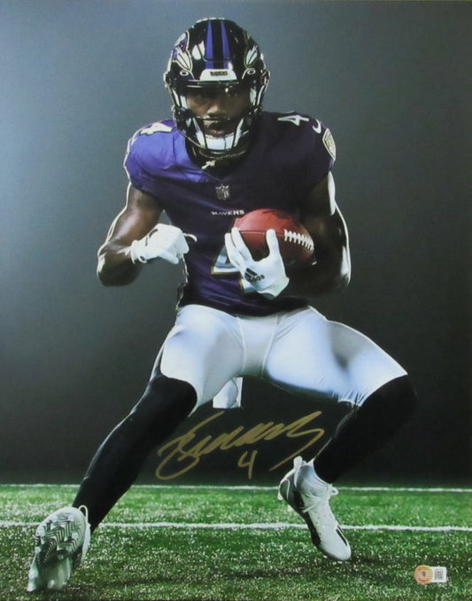 Zay Flowers Autographed 16x20 Photo Baltimore Ravens Beckett 184955