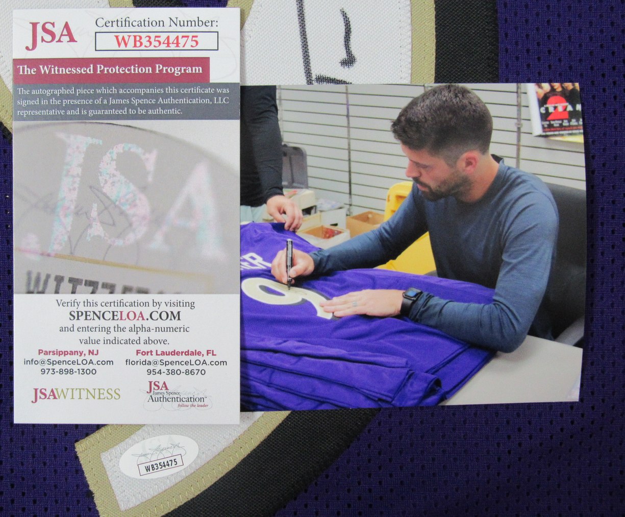 Justin Tucker Signed/Autographed Purple Custom Football Jersey Ravens JSA 190357