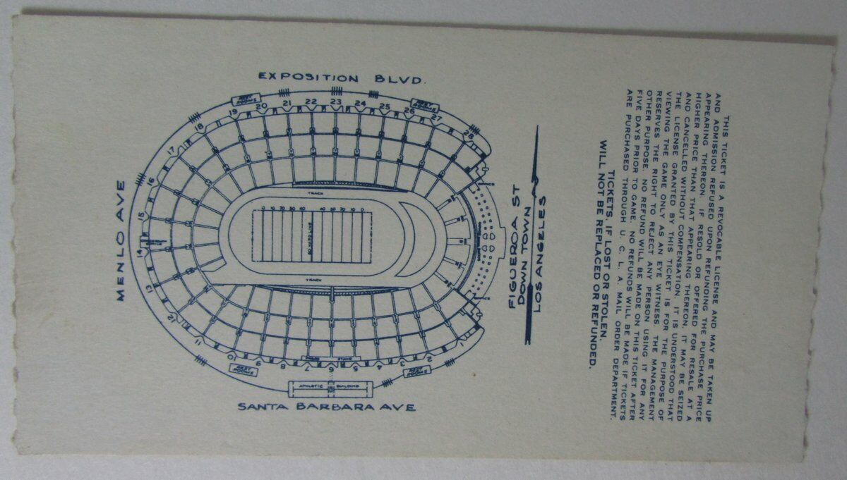 1954 Pitt vs. USC Football Ticket Stub 9/24/54 @ LA Memorial Coliseum 147824