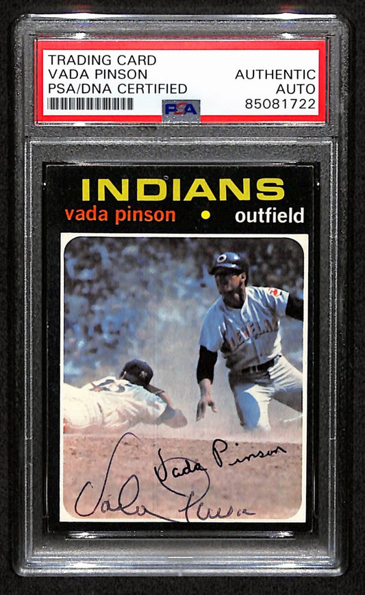 Vida Pinson Signed 1971 Topps Card #275 Cleveland Indians PSA/DNA 184488