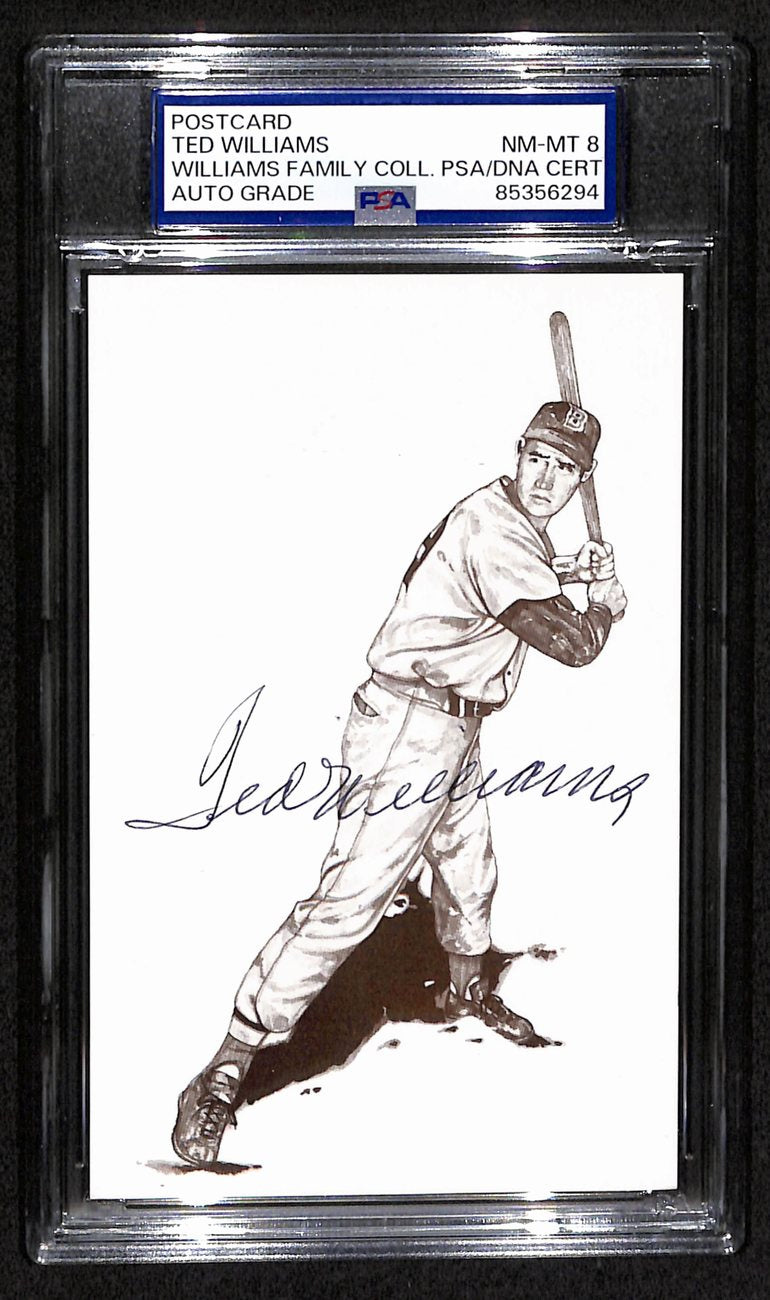 Ted Williams HOF Signed/Auto 5.5x3.5 Postcard Red Sox PSA/DNA NM-MT 8 193207