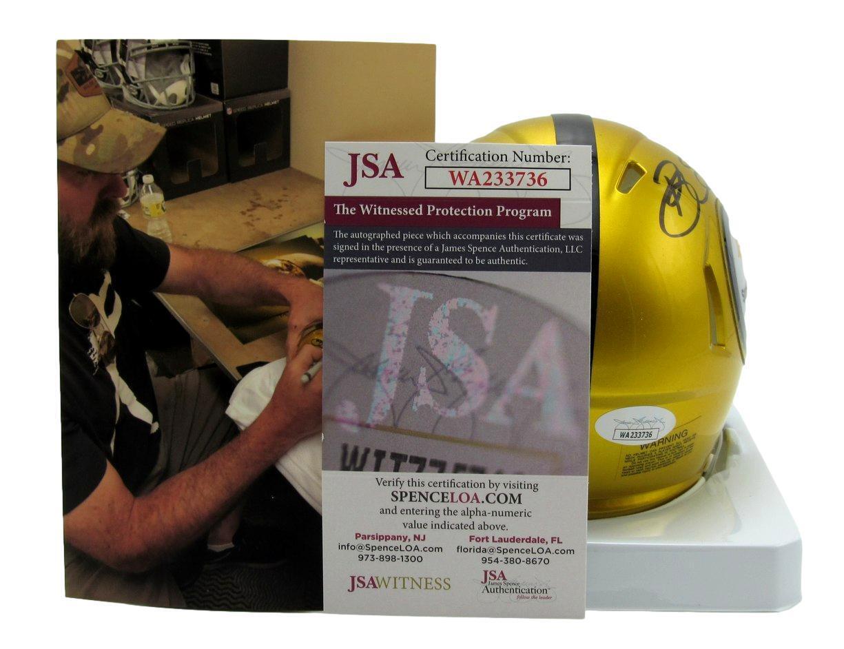 Brett Keisel Autographed Gold Mini Flash Football Helmet Steelers JSA