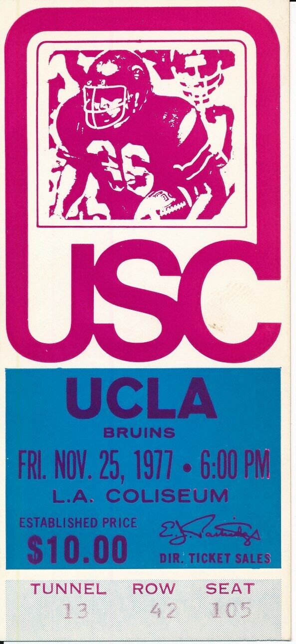 1977 USC Trojans vs. UCLA Football Game Ticket Stub 148548