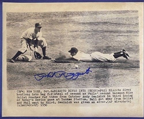 PHIL RIZZUTO Autographed 1950 Wire/Press Photo PSA/DNA