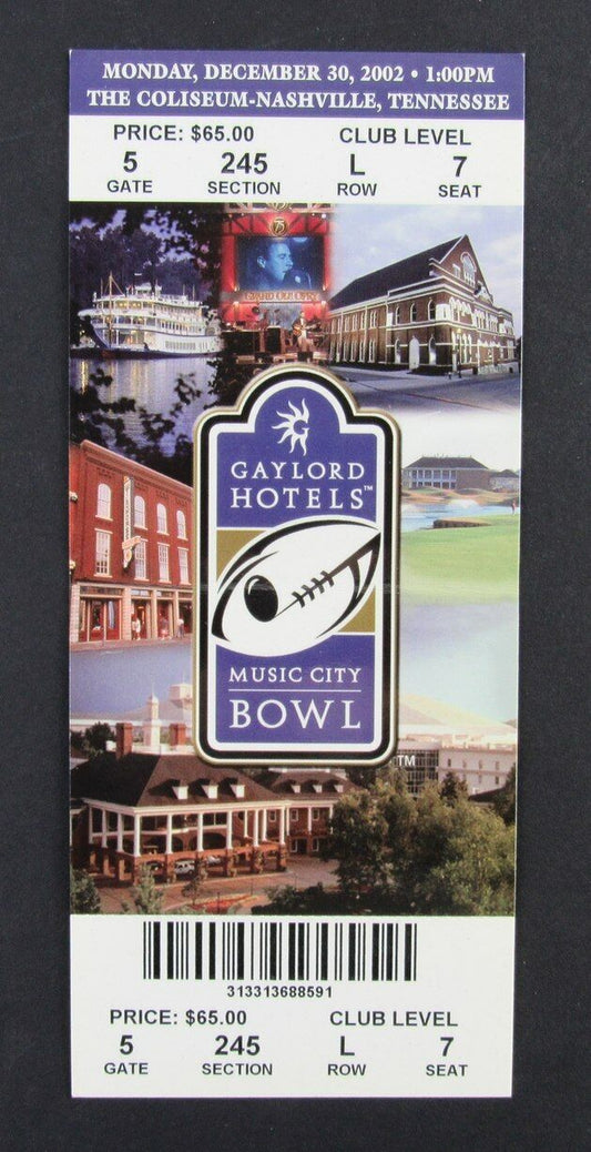 2002 Music City Bowl Full Ticket Arkansas Razorbacks vs. Minnesota Gophers