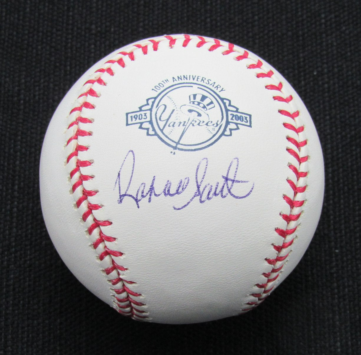 Rafael Santana Signed/Auto Yankees 100th OML Baseball JSA  186874