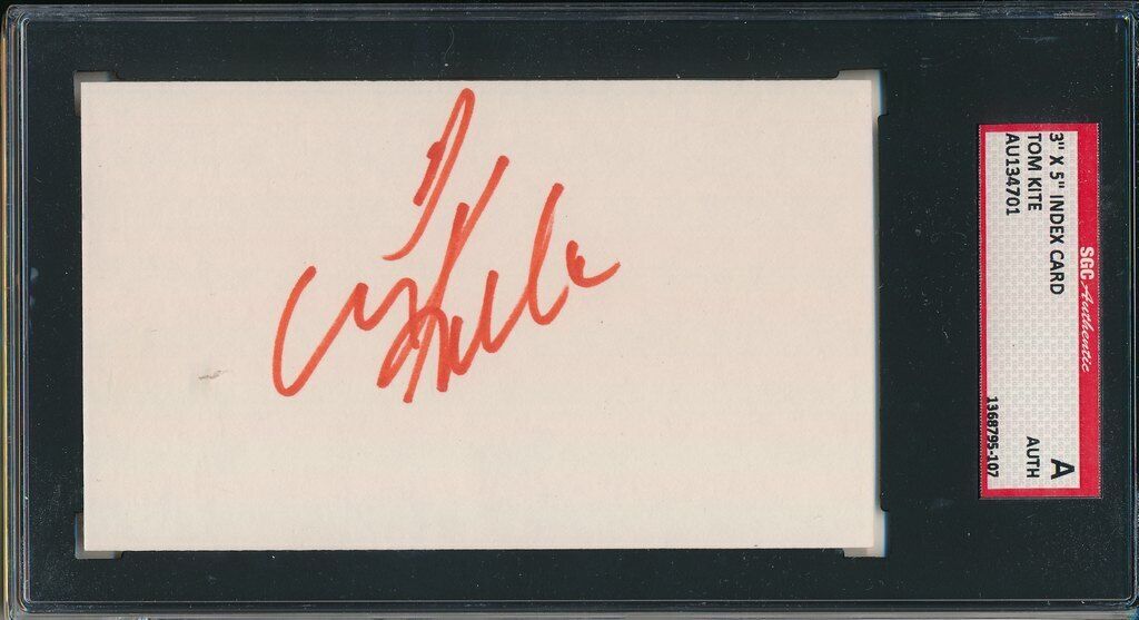 Tom Kite 1989-94 1992 US OPEN Signed 3x5 Index Card SGC 143694