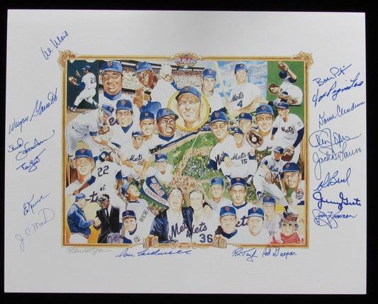 1969 Mets Team Signed (17) 11x14 Kotzen Litho Print WS Champions 187333