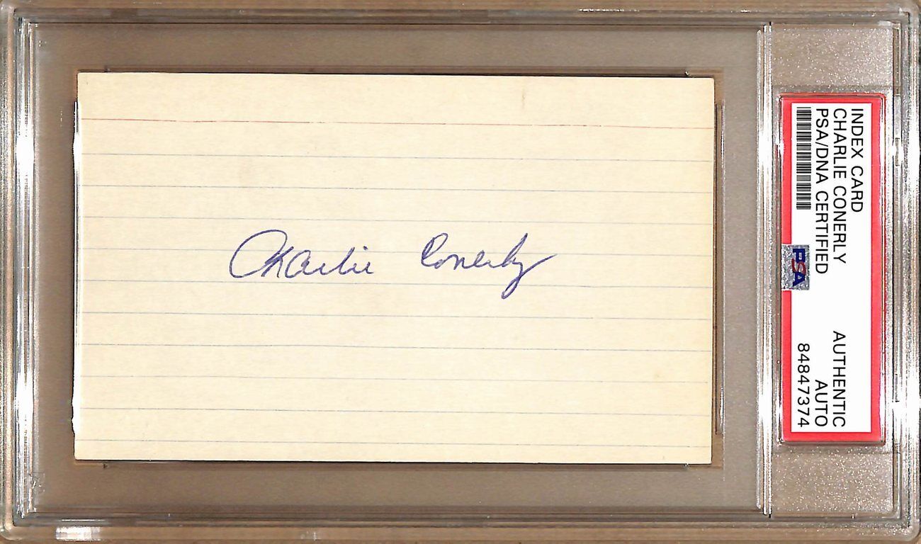 Charlie Conerly HOF Autographed 3x5 Index Card New York Giants PSA/DNA 179082