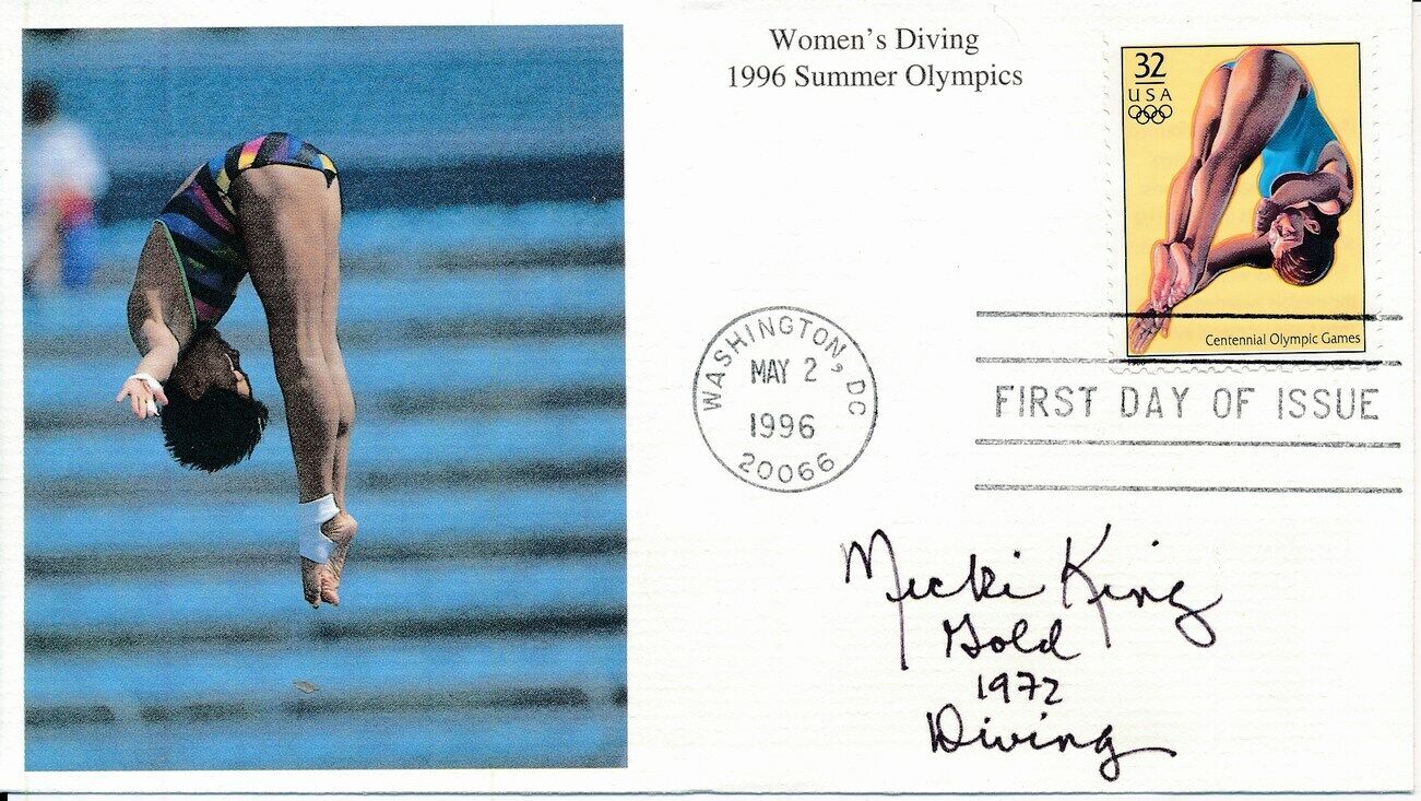 Micki King Olympic Gold iving Signed 1996 First Day Cover/FDC 151288