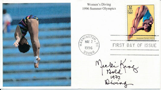 Micki King Olympic Gold iving Signed 1996 First Day Cover/FDC 151288