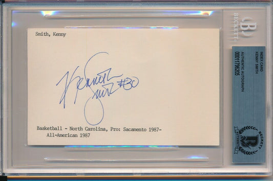 Kenny Smith Sacramento Kings Signed/Autographed 3x5 Index Card Beckett 148294