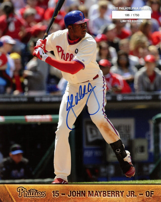 John Mayberry Jr. Autographed 2011 8x10 Phillies Phan Photo