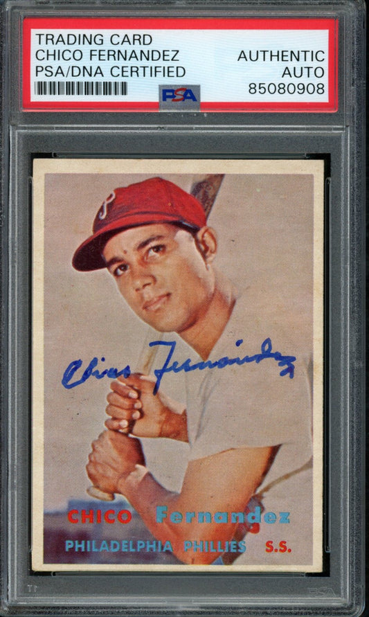 Chico Fernandez Signed 1957 Topps Trading Card #305 Phillies PSA/DNA 184012