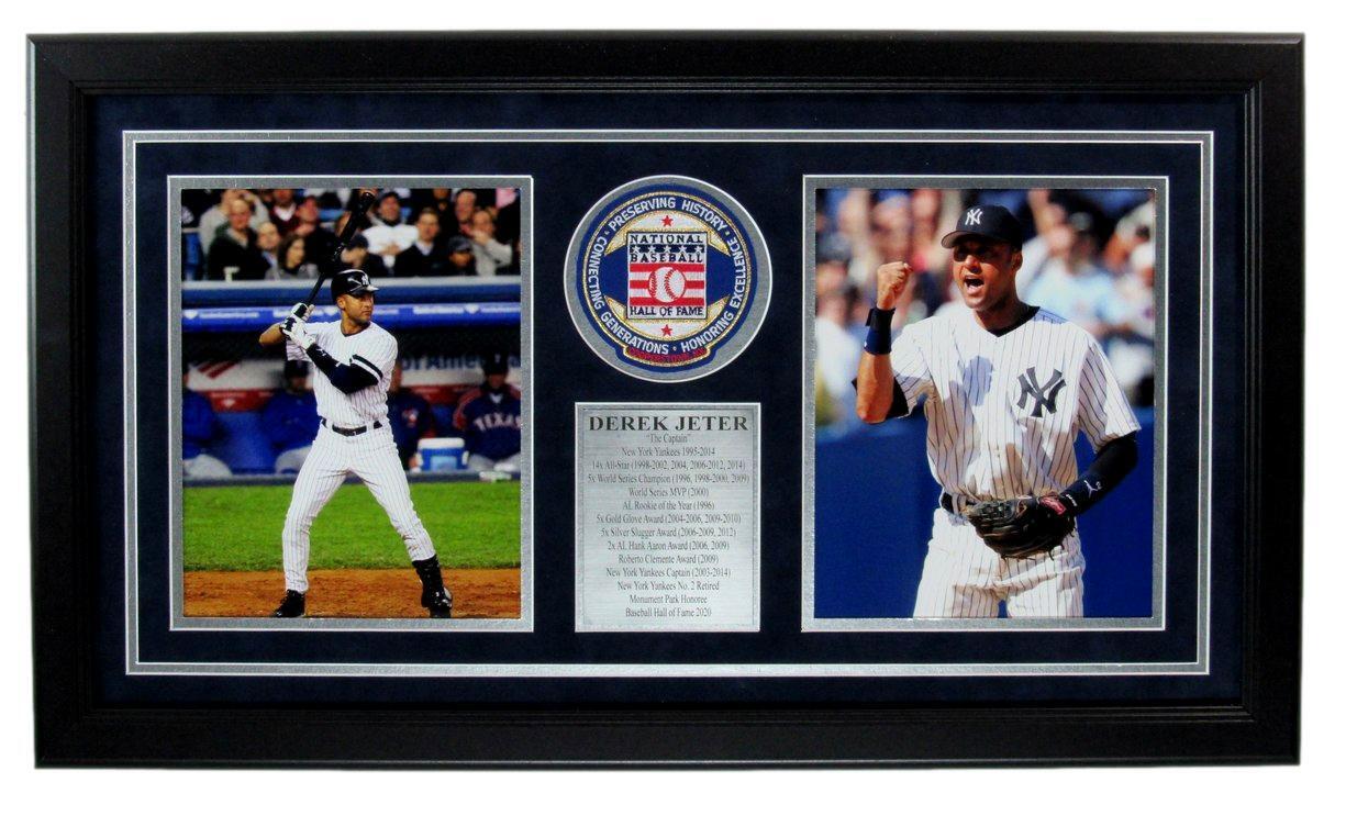Derek Jeter HOF 8x10 Photo Collage with HOF Patch Yankees Framed 177205
