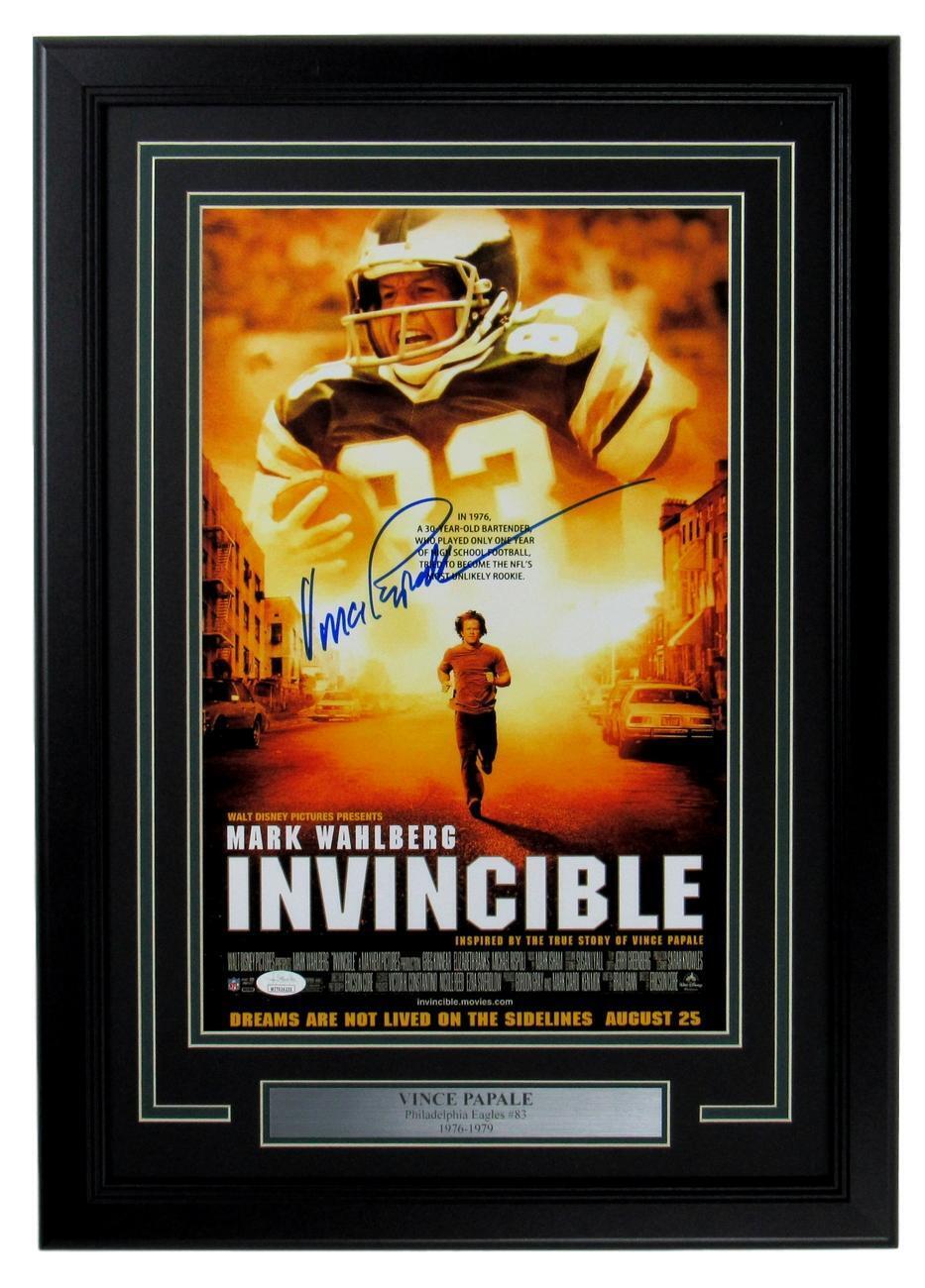 Vince Papale Eagles Signed 11x17 "Invincible" Movie Print Framed JSA 154950