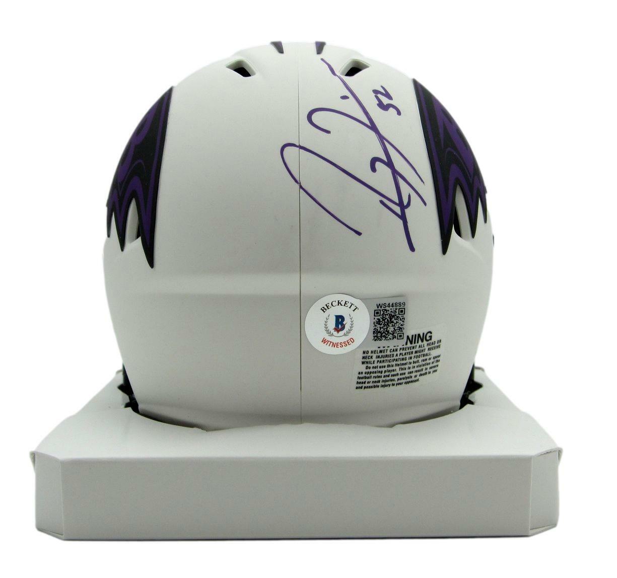 Ray Lewis HOF Signed/Auto Ravens Lunar Mini Football Helmet Beckett 166578