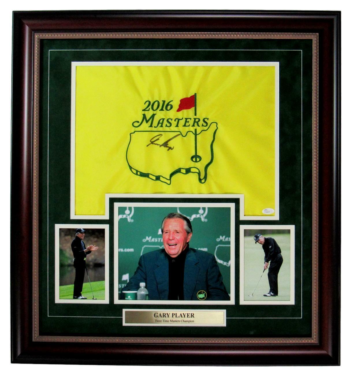 Gary Player Autographed/Signed 2016 Masters Flag framed JSA 130162