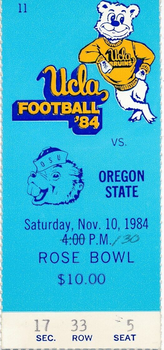 1984 UCLA Bruins vs. Oregon State Football Game Ticket Stub 148673